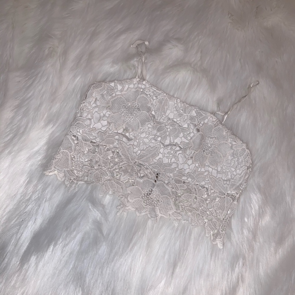 White lace crop top